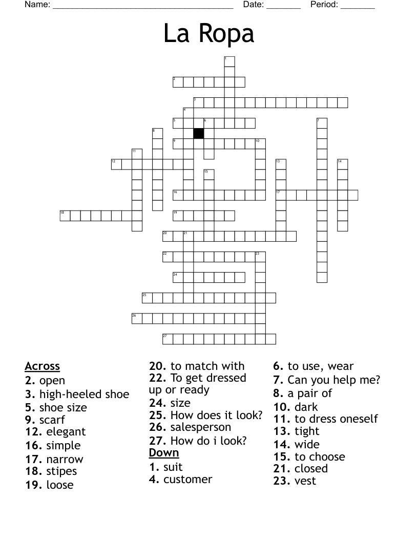 La Ropa Crossword WordMint