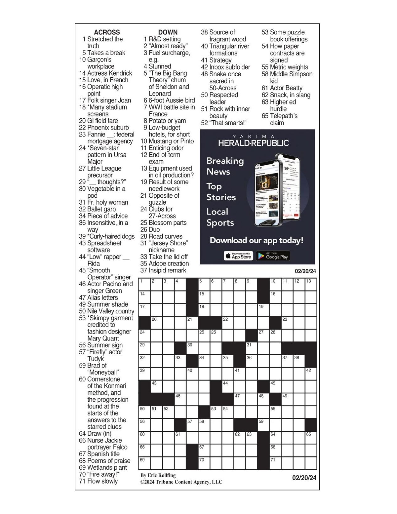 LA Times Crossword Feb 20 2024 Crosswords Yakimaherald LA Times Crossword Feb 20 2024 Crosswords Yakimaherald