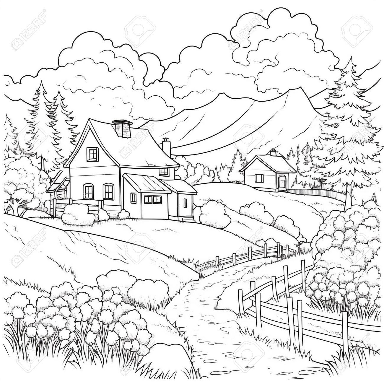Landscape Coloring Pages Stock Photo Picture And Royalty Free Image Image 210016321 Landscape Coloring Pages Stock Photo Picture And Royalty Free Image Image 210016321