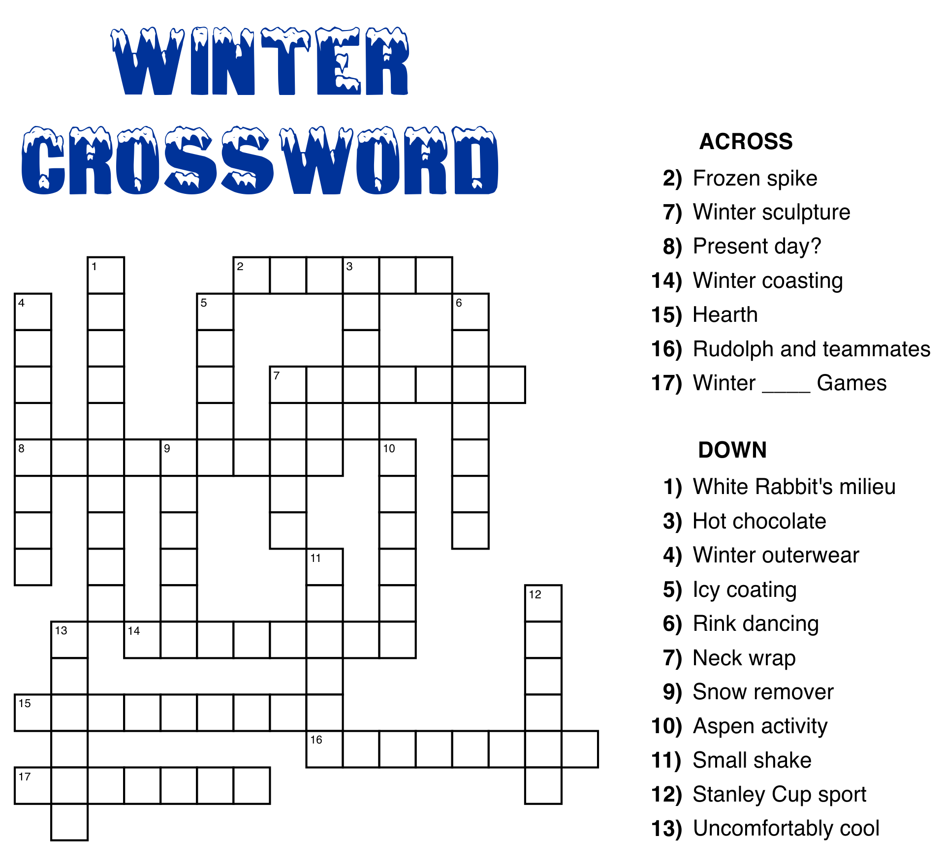 easy crossword puzzles large print