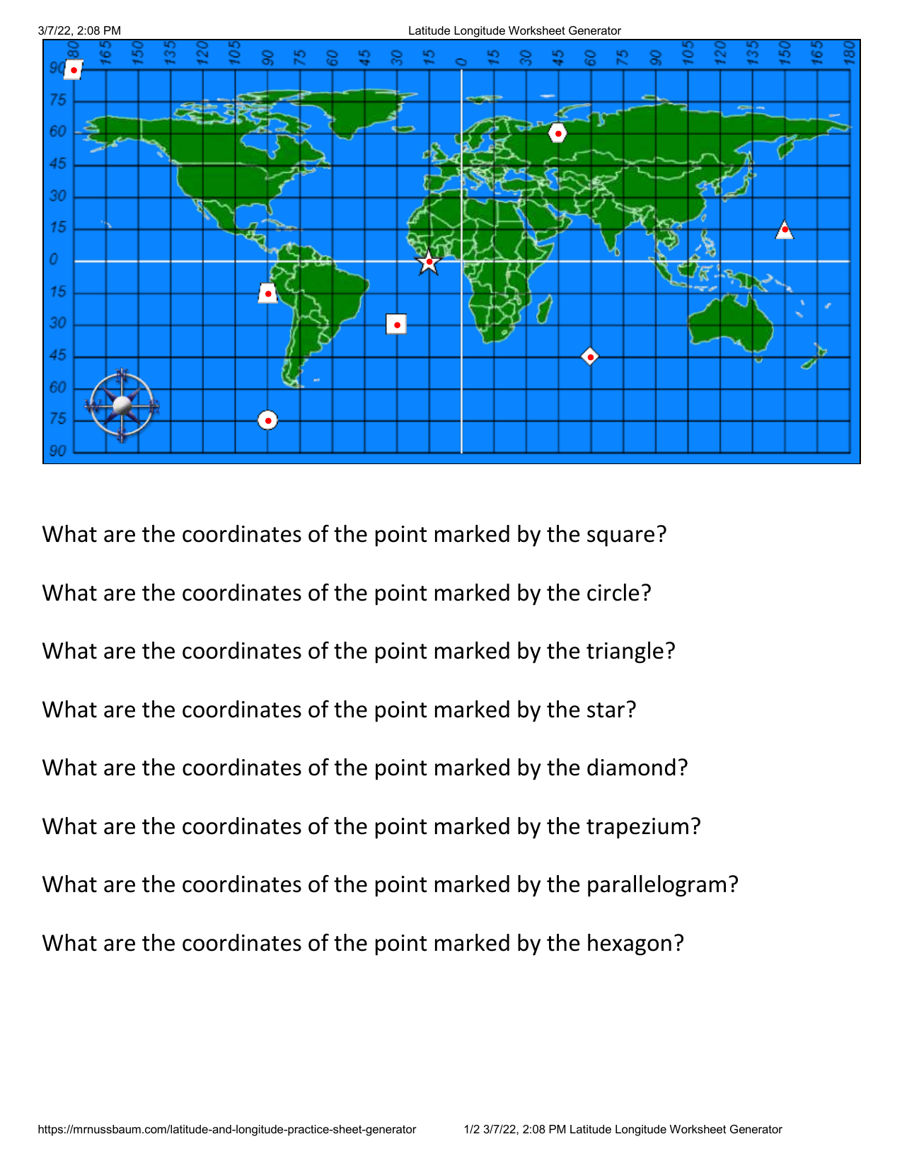 latitude and longitude practice worksheets