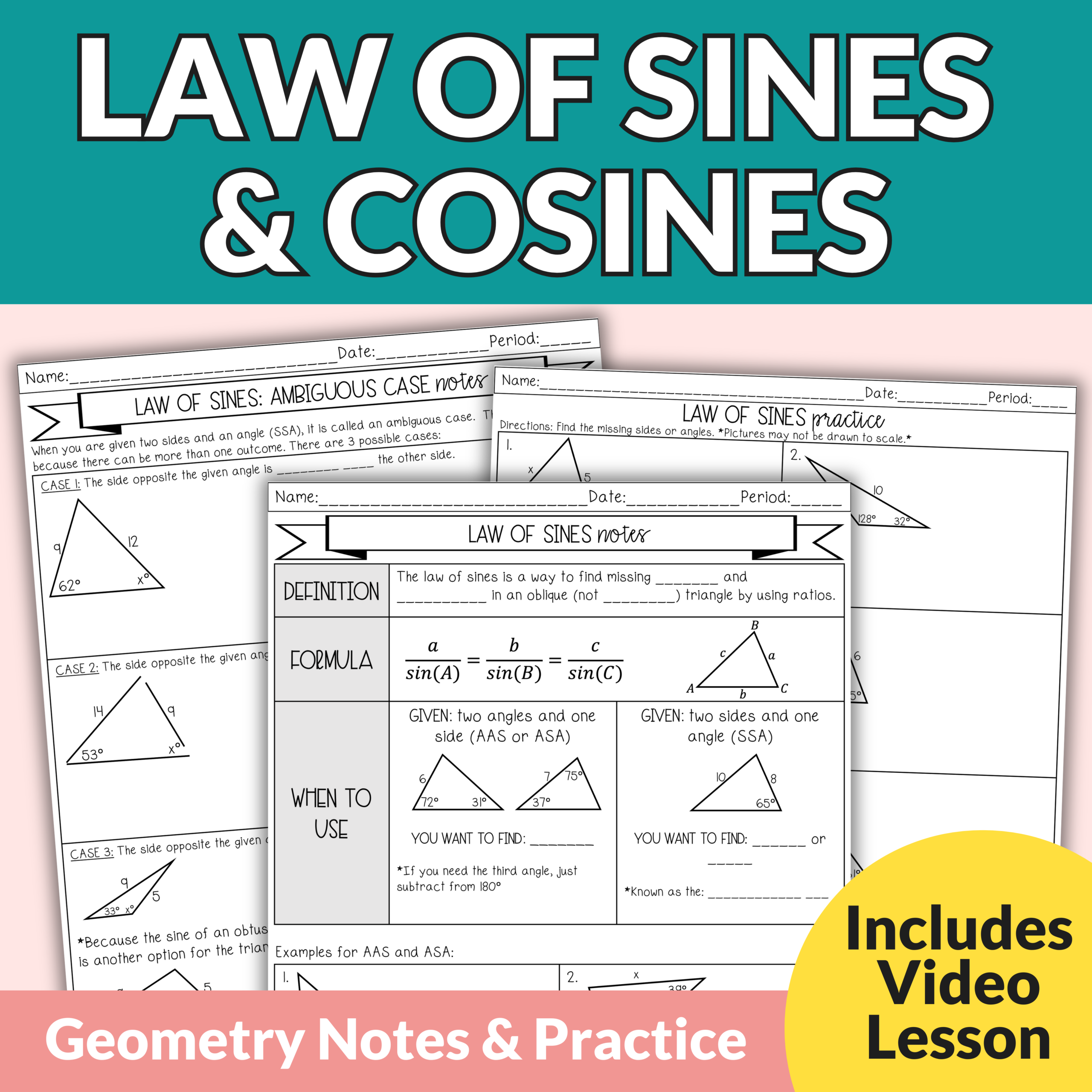 law of sines worksheet