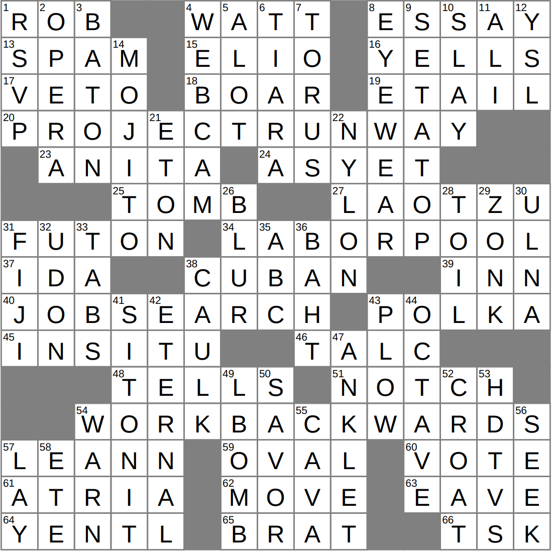 LAXCrossword Answers To The Los Angeles Times Crossword