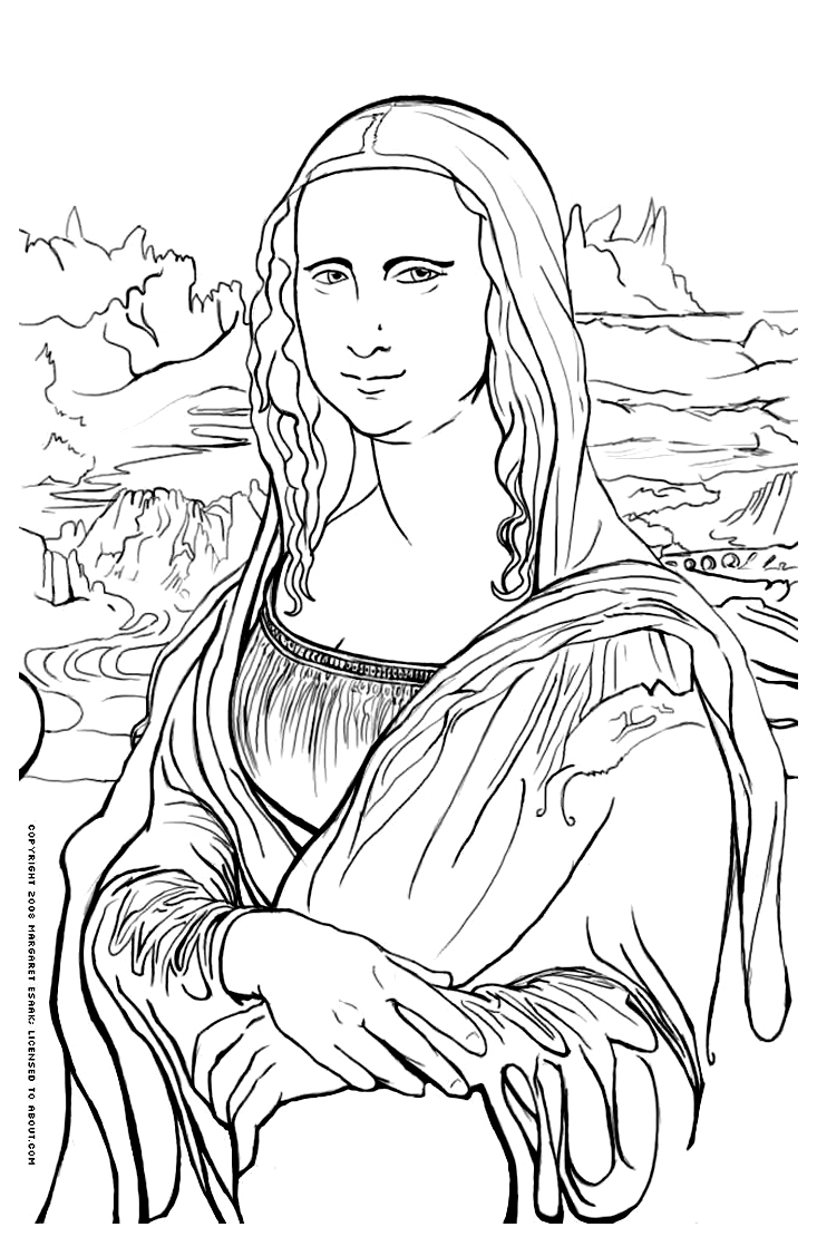 Leonardo Da Vinci Mona Lisa Masterpiece Coloring Pages For Adults Leonardo Da Vinci Mona Lisa Masterpiece Coloring Pages For Adults