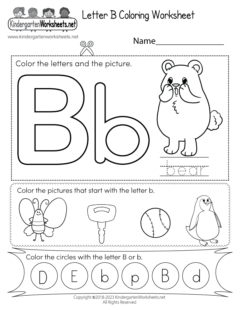 Letter B Coloring Worksheet Free Printable Digital PDF