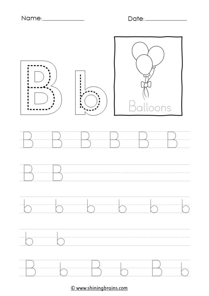 trace letter b worksheet printable