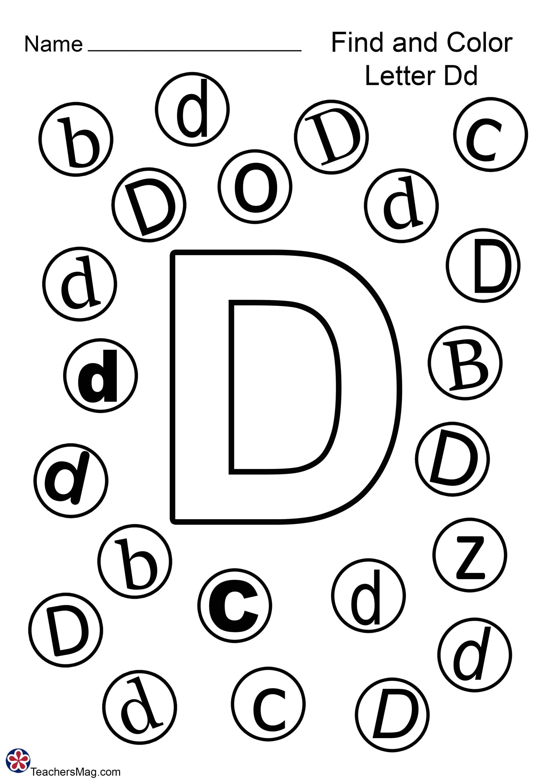 letter d coloring worksheets