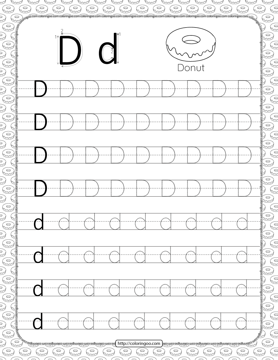 Letter D Trace Worksheet Letter Tracing Worksheets