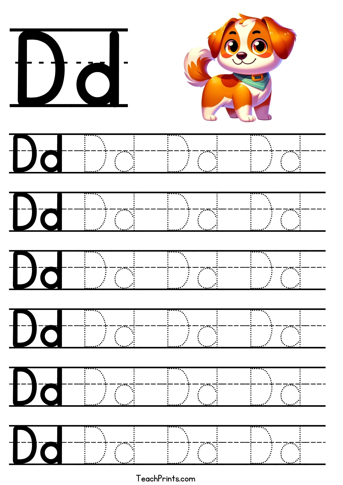 Letter D Tracing Worksheet Free Printables Teach Prints