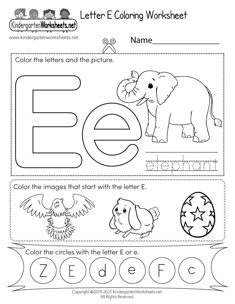 Letter E Coloring Worksheet Free Printable Digital PDF Letter E Coloring Worksheet Free Printable Digital PDF