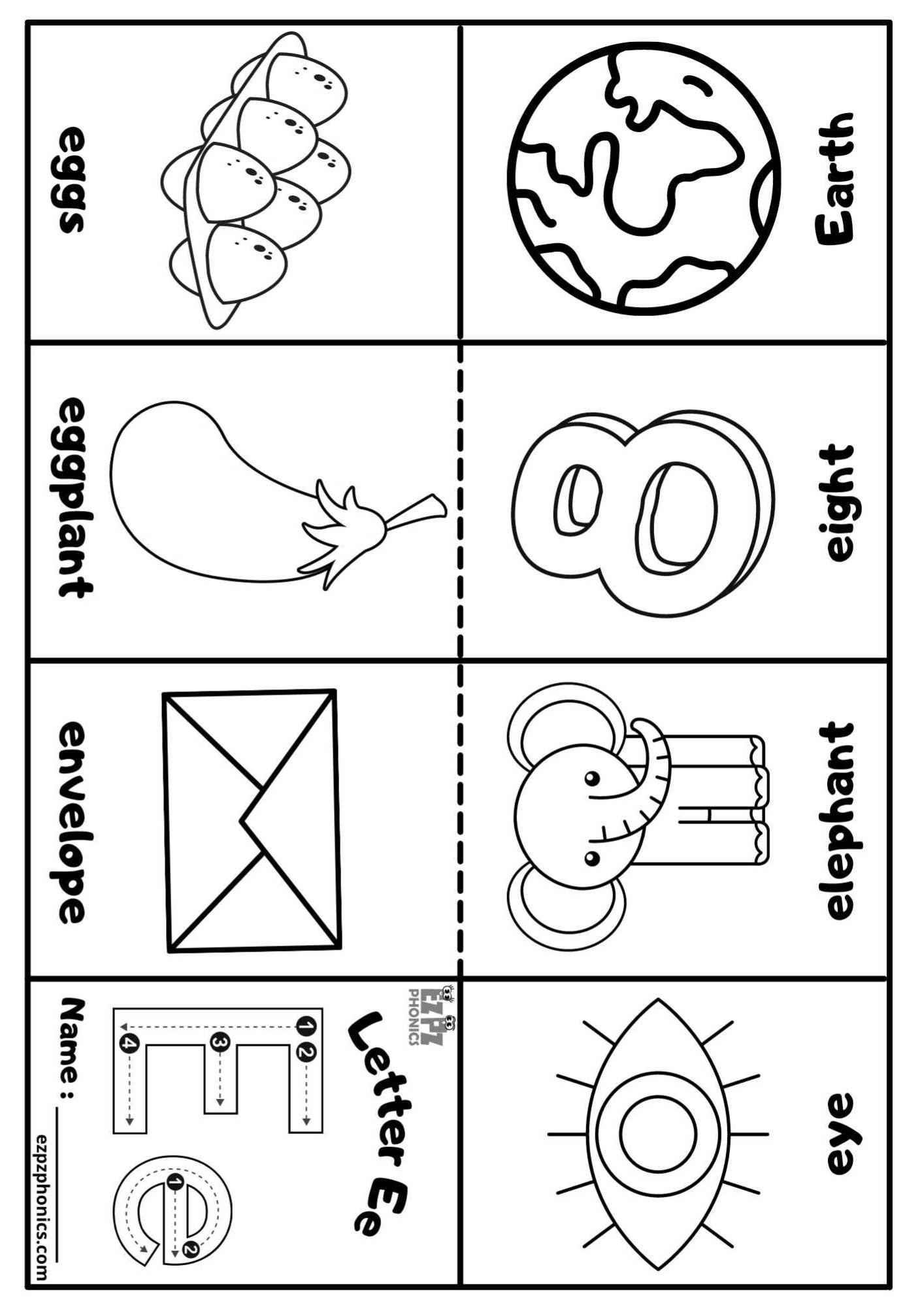 Letter E Mini Coloring Book Free Printable PDF Ezpzphonics Letter E Mini Coloring Book Free Printable PDF Ezpzphonics