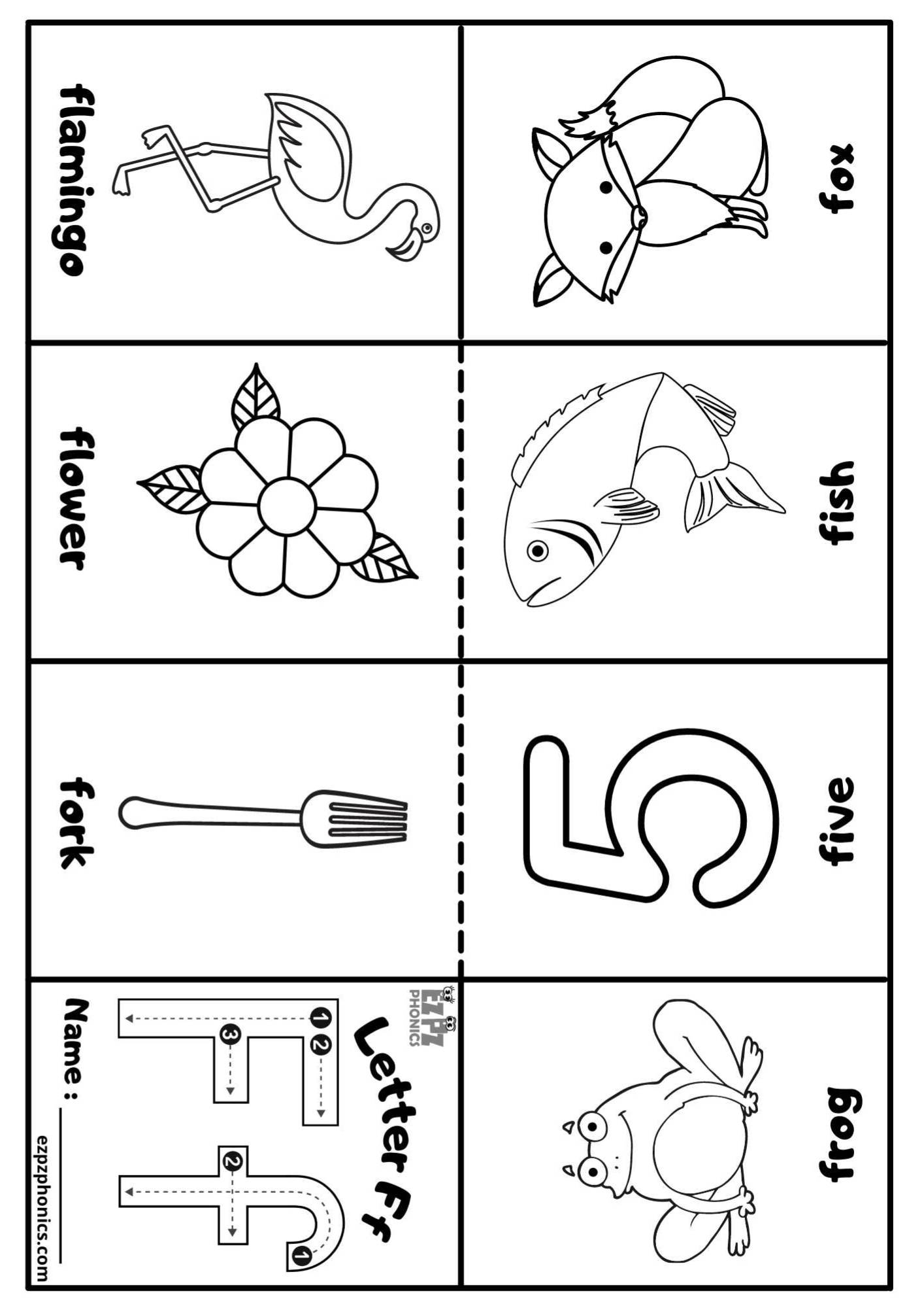 Letter F Mini Coloring Book Free Printable PDF Ezpzphonics