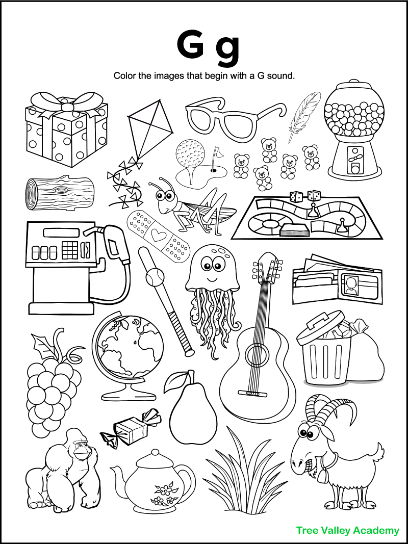 Letter G Sound Worksheets Tree Valley Academy Letter G Sound Worksheets Tree Valley Academy
