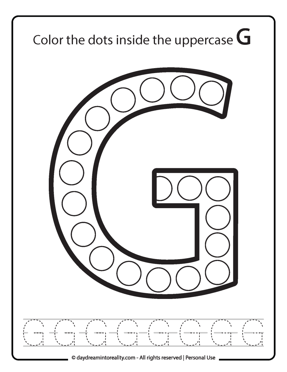 g worksheets for kindergarten