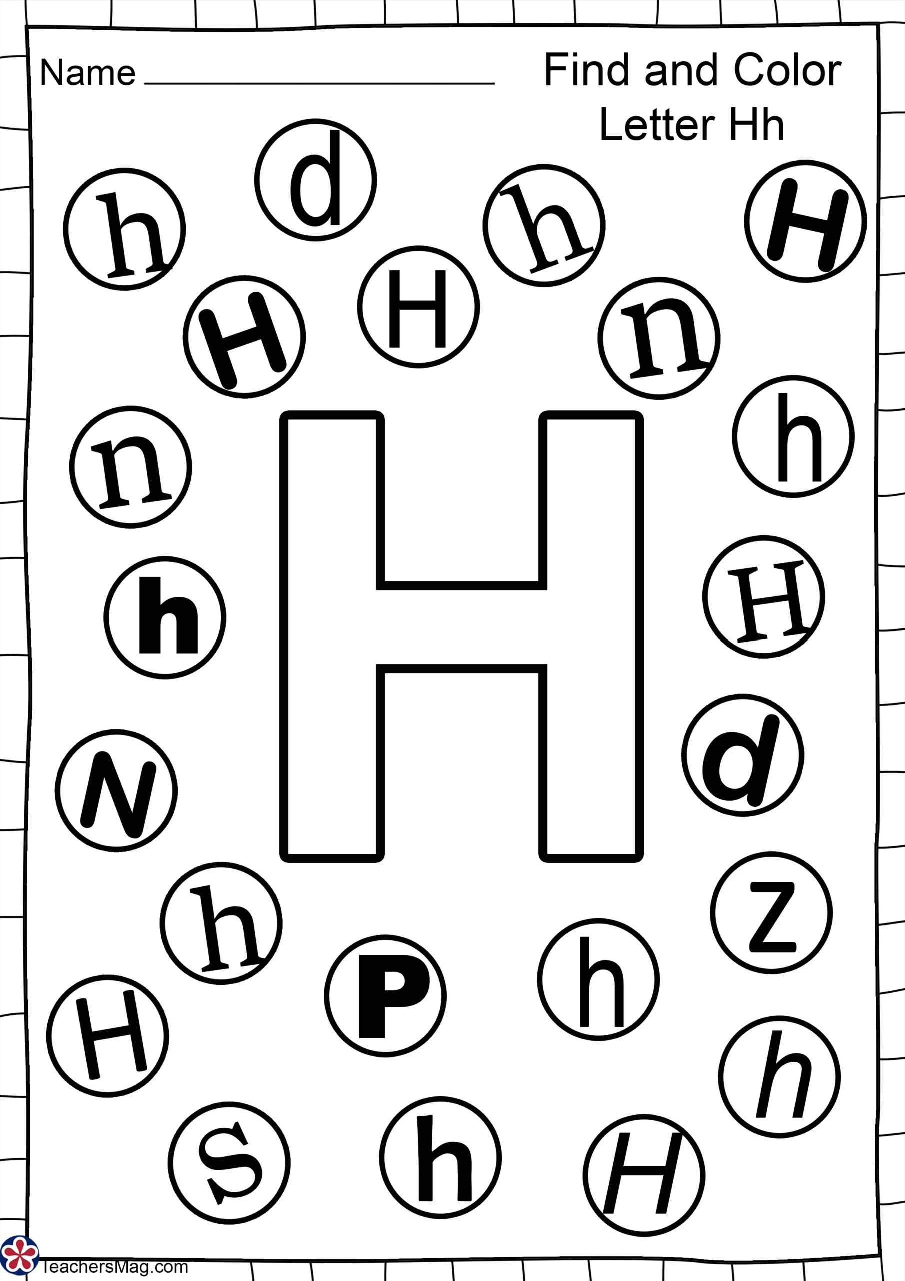 color the letter h