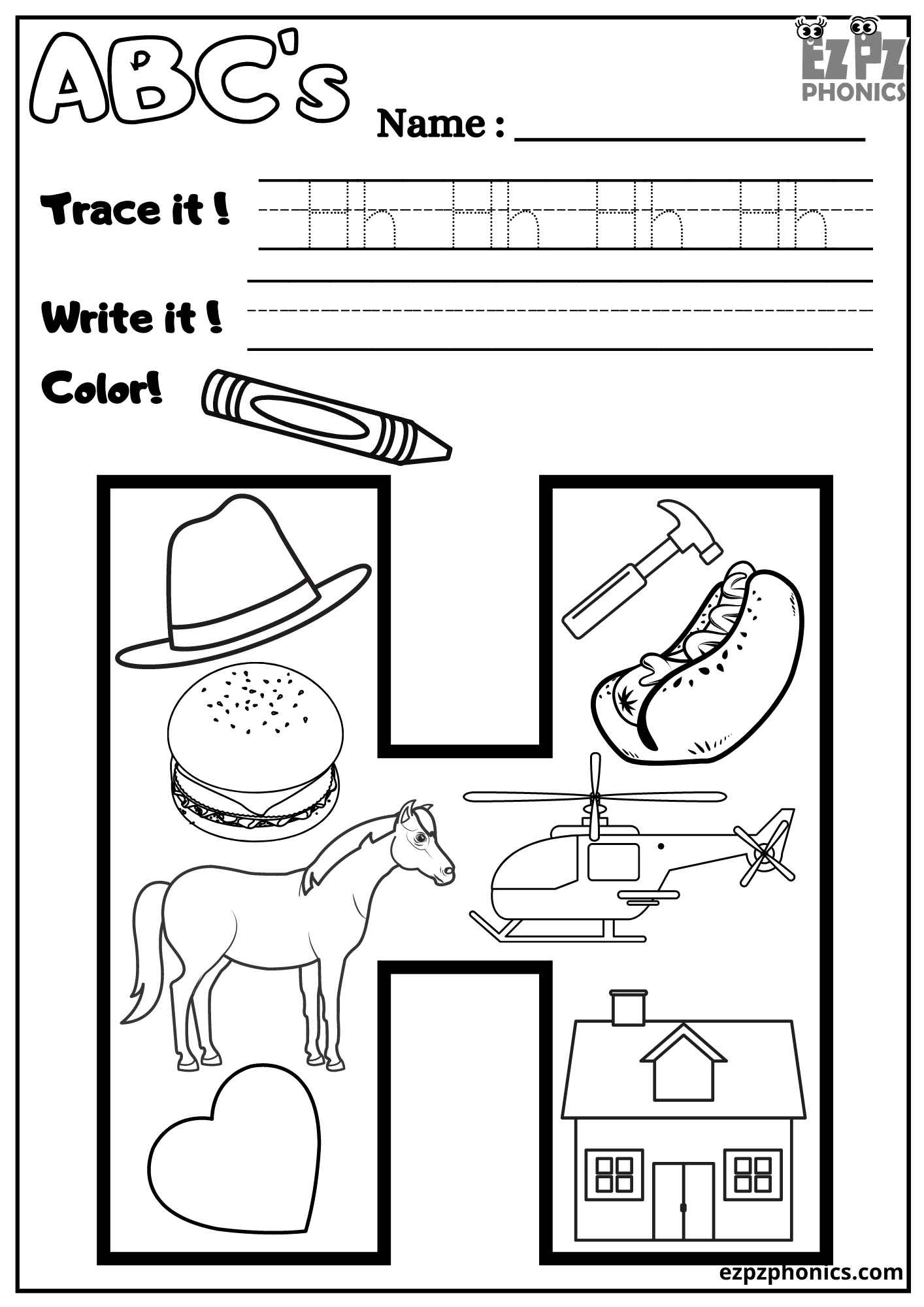 letter h coloring sheet letter h coloring sheet