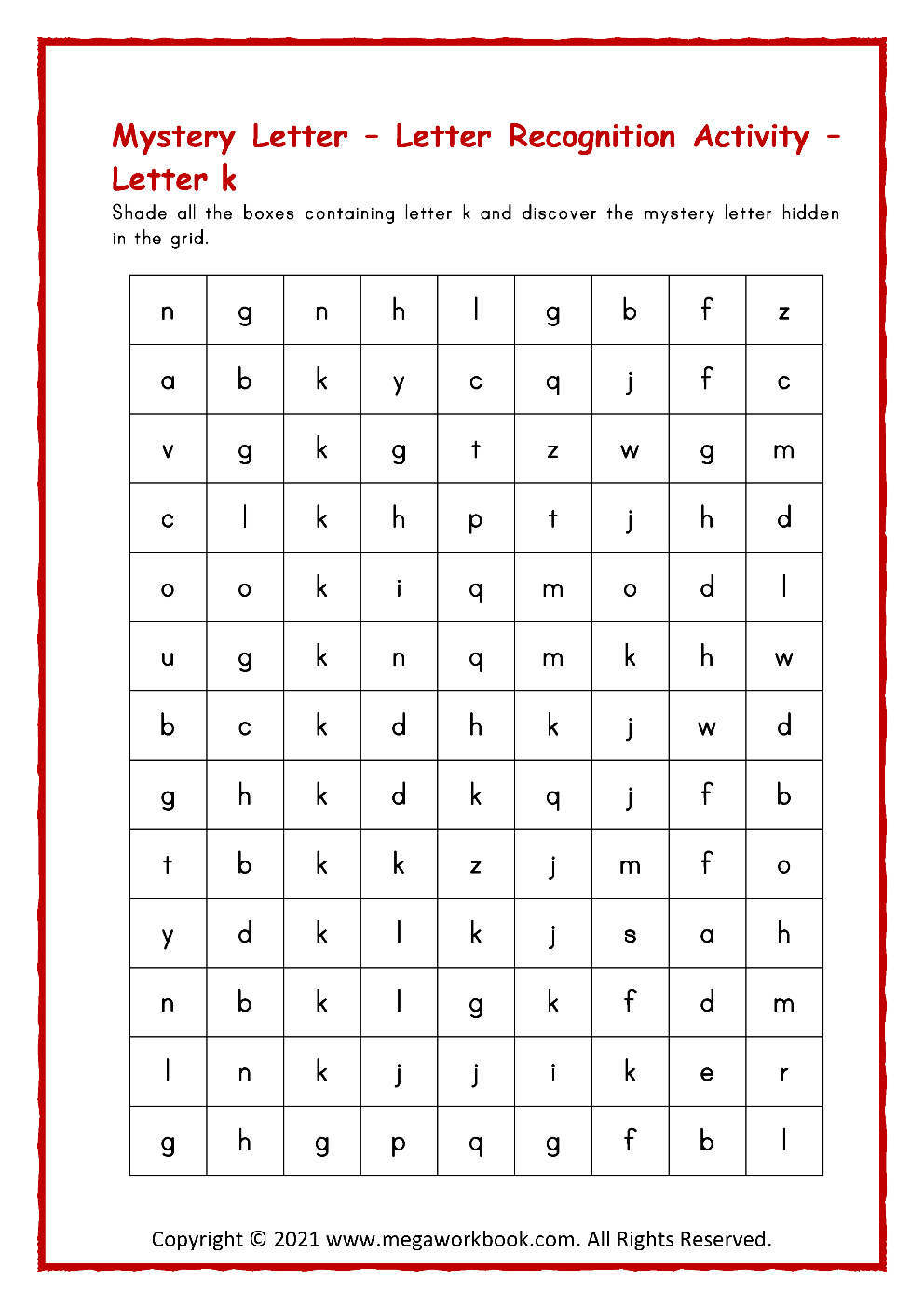 letter k preschool worksheet