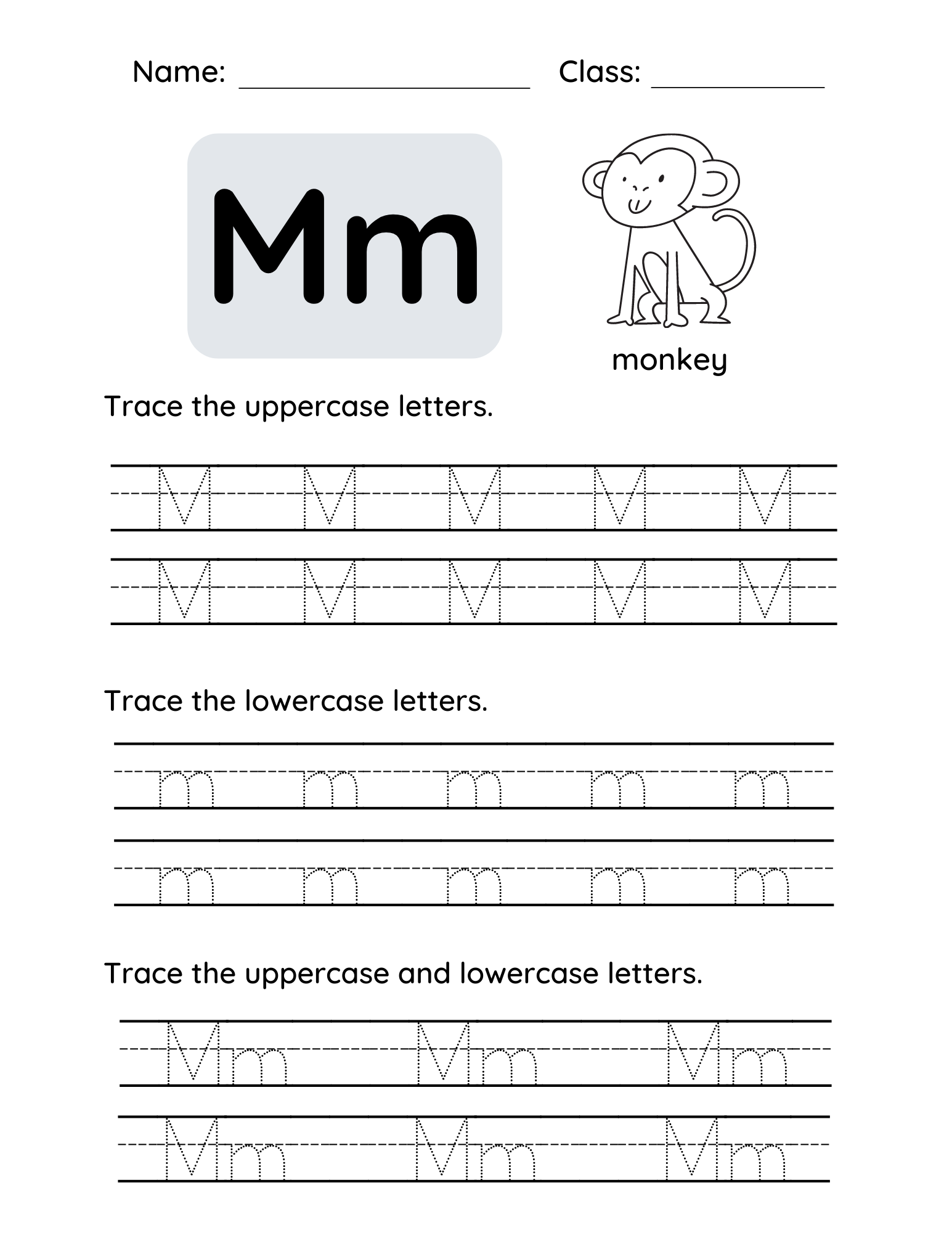 letter m printable worksheets