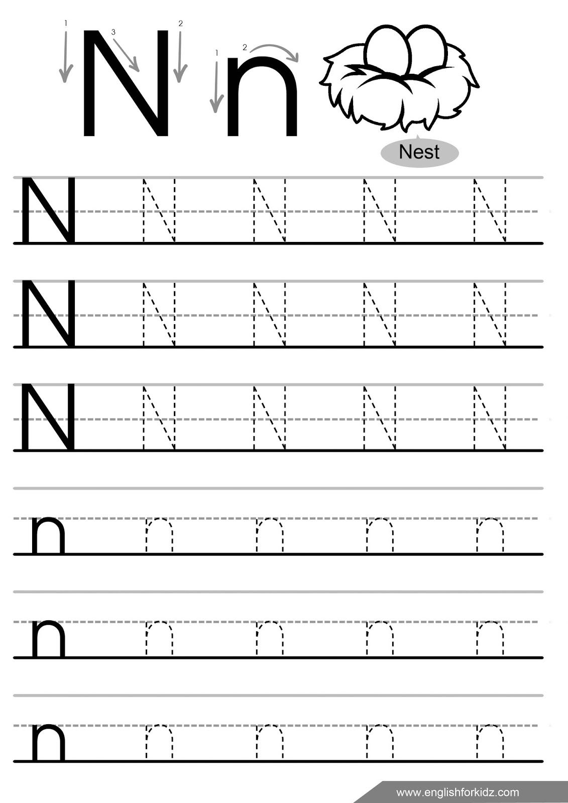 Letter N Tracing Worksheets Preschool AlphabetWorksheetsFree Letter N Tracing Worksheets Preschool AlphabetWorksheetsFree