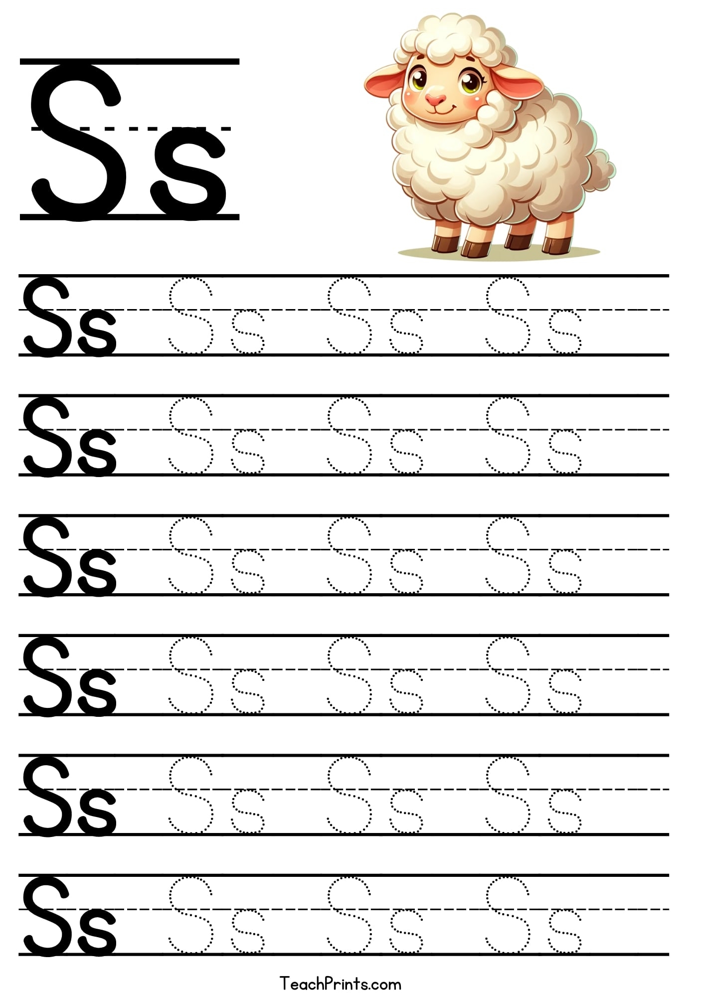 practice writing letter s
