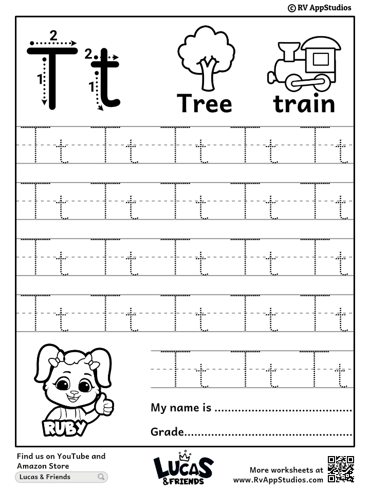Letter T Alphabet Tracing Worksheets Free Printable PDF Worksheets 