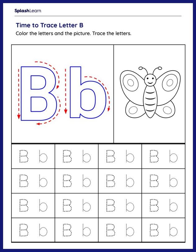 Letter Tracing B Worksheets Free Printable SplashLearn