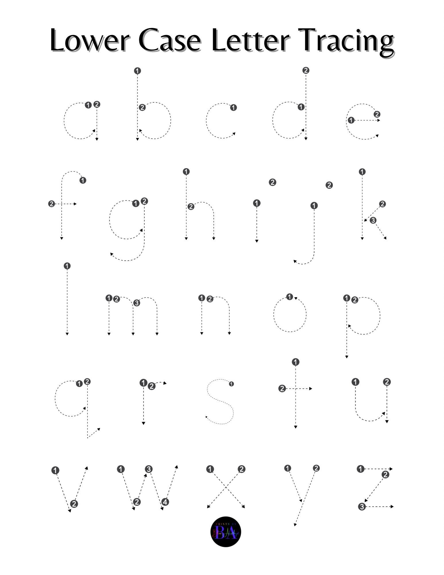 Letter Tracing Lower Case Etsy Letter Tracing Lower Case Etsy