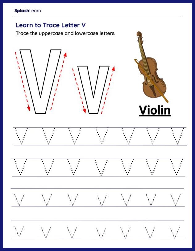 Letter V Tracing Worksheets For Kids Online SplashLearn