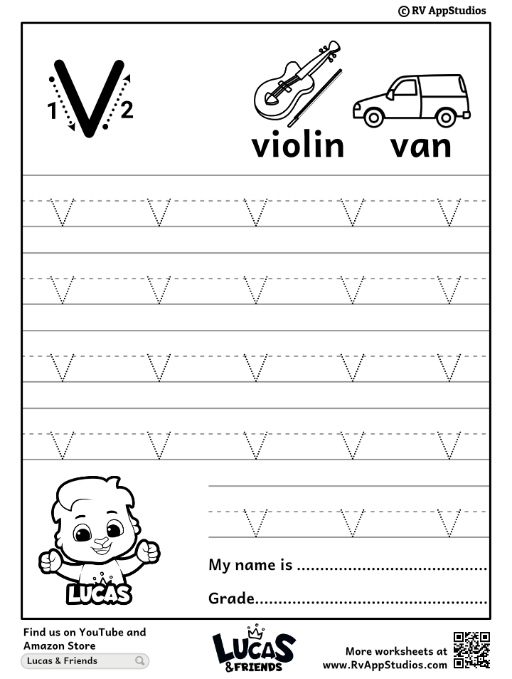 Letter V Tracing Worksheets