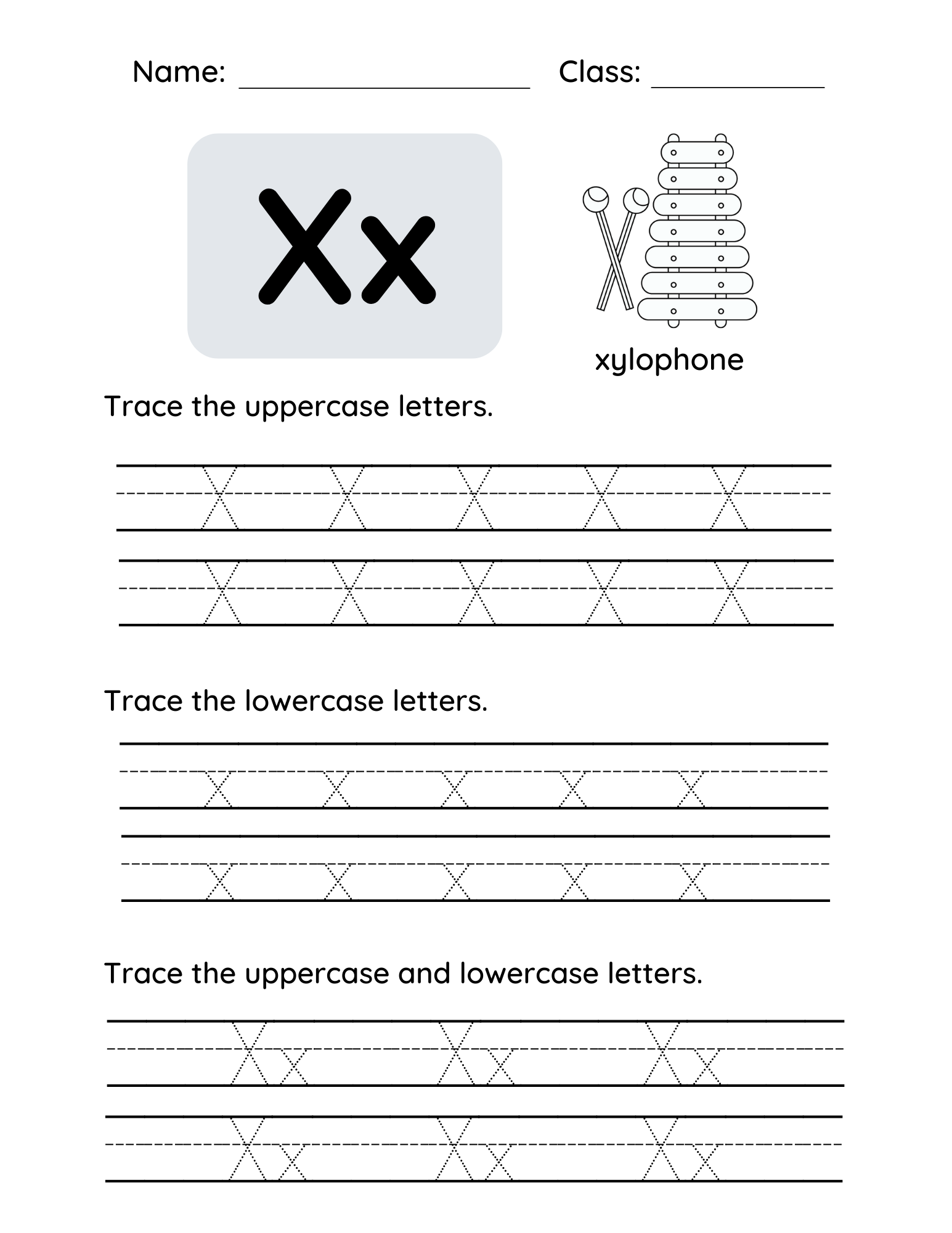 letter x preschool worksheets