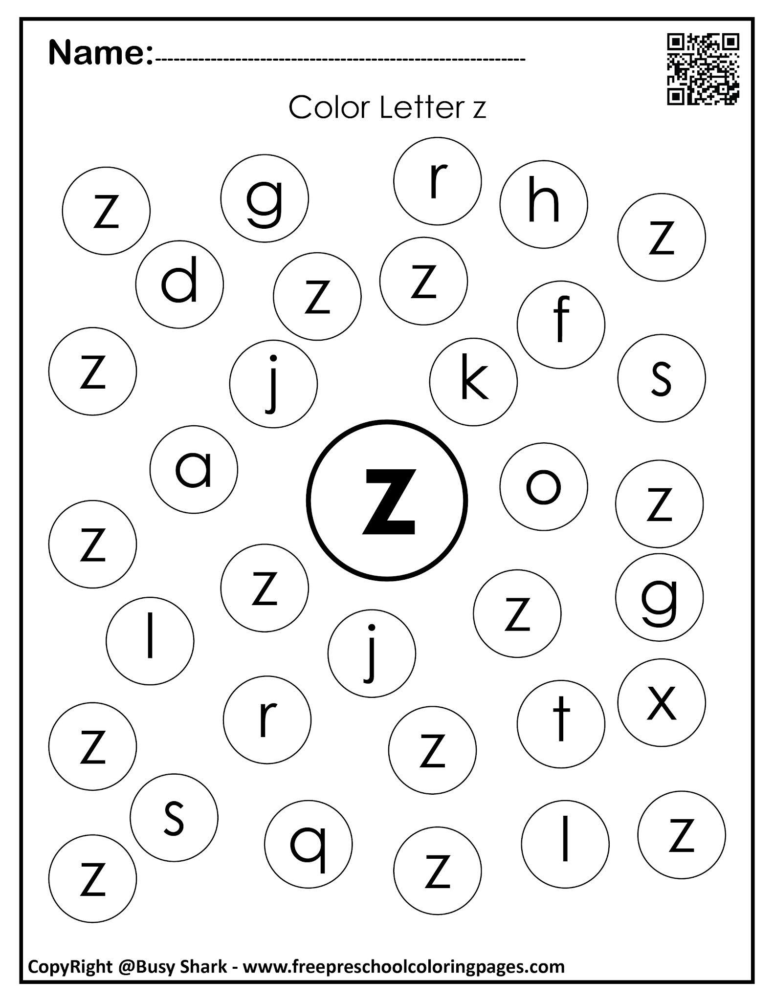 free printable letter z worksheet preschool