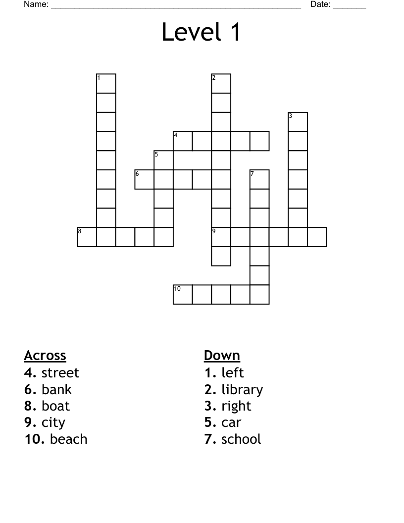 Level 1 Crossword WordMint Level 1 Crossword WordMint