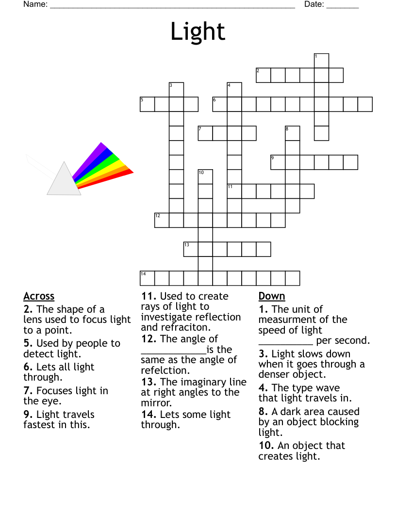 Light Crossword WordMint