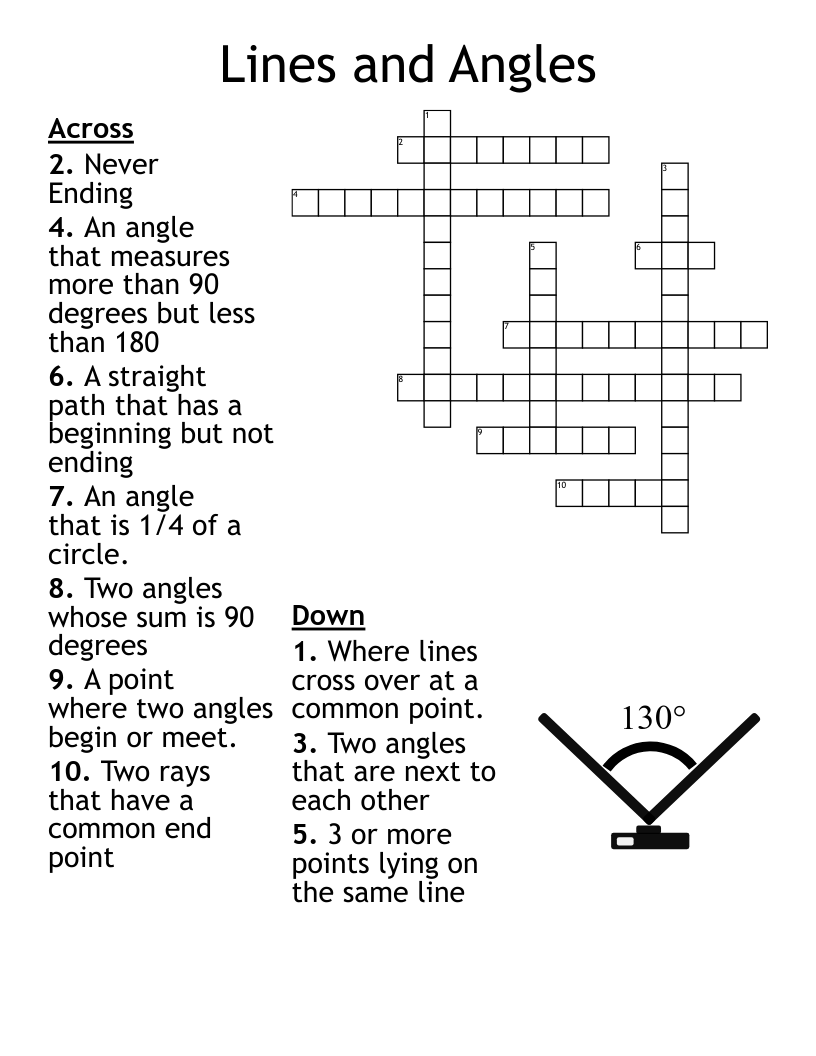 Lines And Angles Crossword WordMint