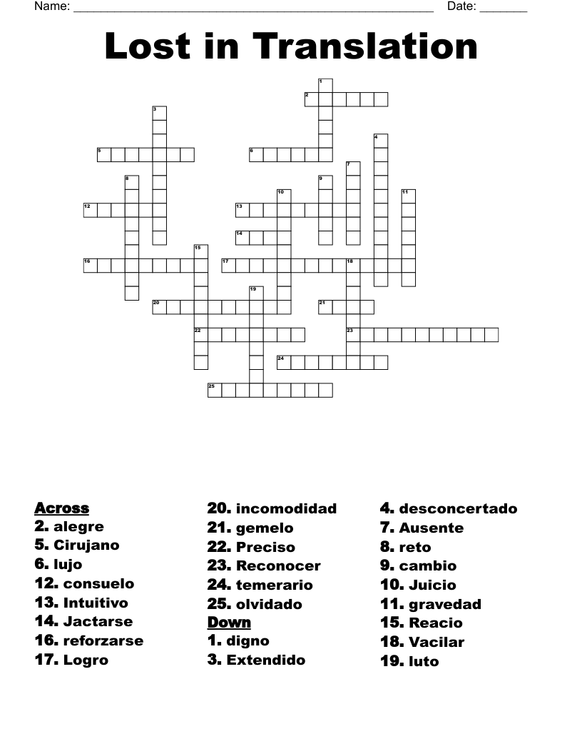 Lost In Translation Crossword WordMint