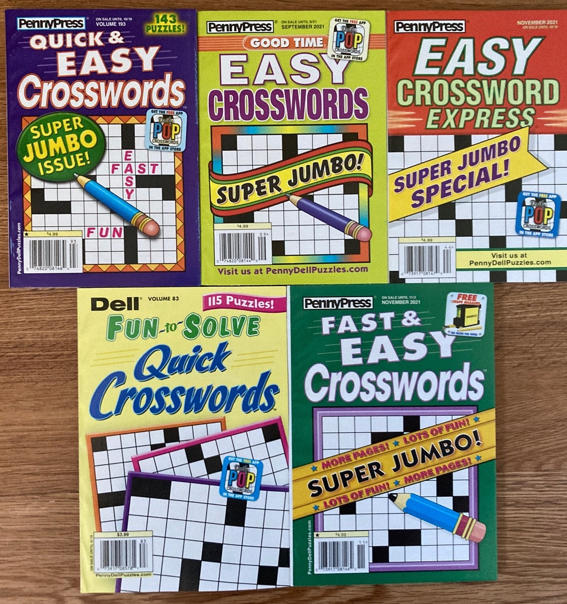 Lot Of 5 Dell Penny Press Crossword Puzzle Books Puzzles Fast Easy Good CW16 EBay