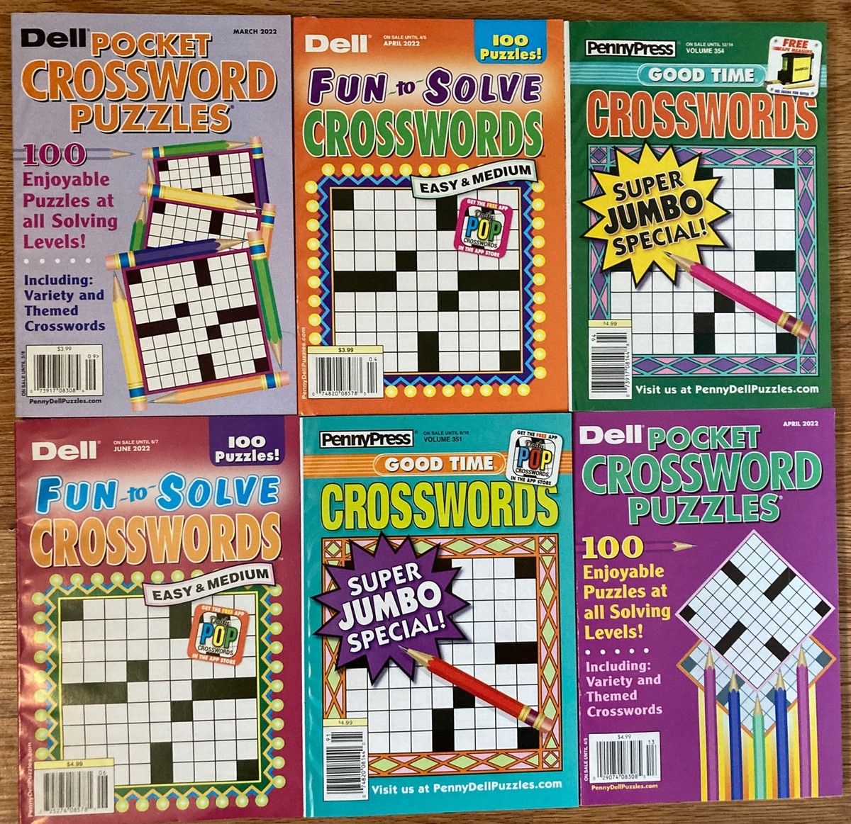 Lot Of 6 Dell Penny Press Crossword Puzzle Books Pocket Good Time Fun Solve D8 EBay
