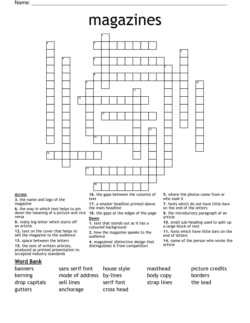 Magazines Crossword WordMint Magazines Crossword WordMint