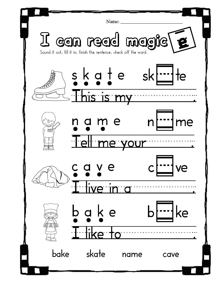 worksheet on magic e