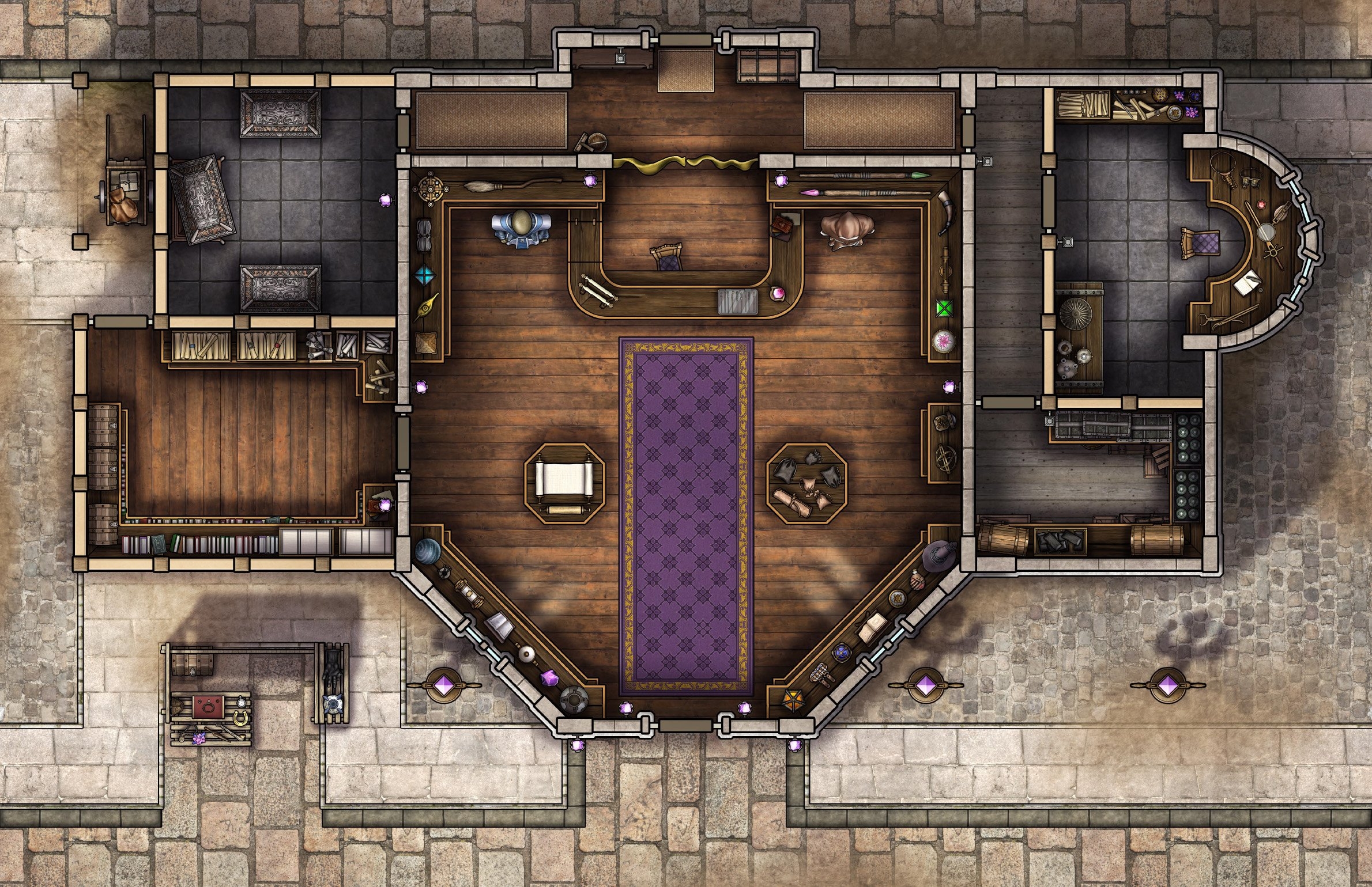Magic Item Shop Battlemap And Interior Scene Illustration Ptolus