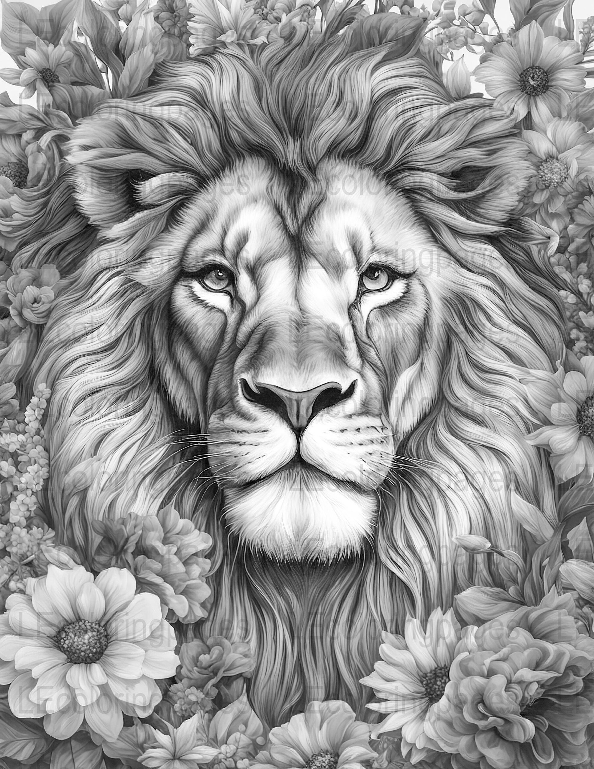 Majestic Lion Adult Coloring Page Printable Grayscale Animal Illustration Relaxing Floral Jungle Therapeutic Artwork Unique Download Etsy Majestic Lion Adult Coloring Page Printable Grayscale Animal Illustration Relaxing Floral Jungle Therapeutic Artwork Unique Download Etsy