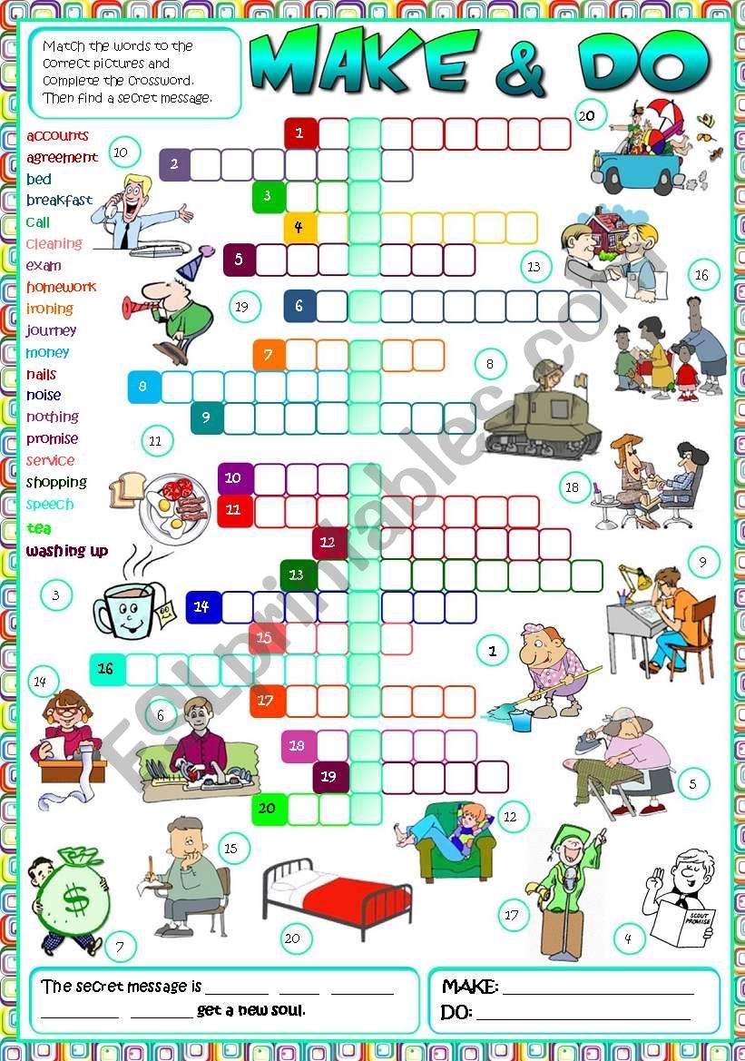 Make Do CROSSWORD B W KEY Included ESL Worksheet By Mada 1 Make Do CROSSWORD B W KEY Included ESL Worksheet By Mada 1