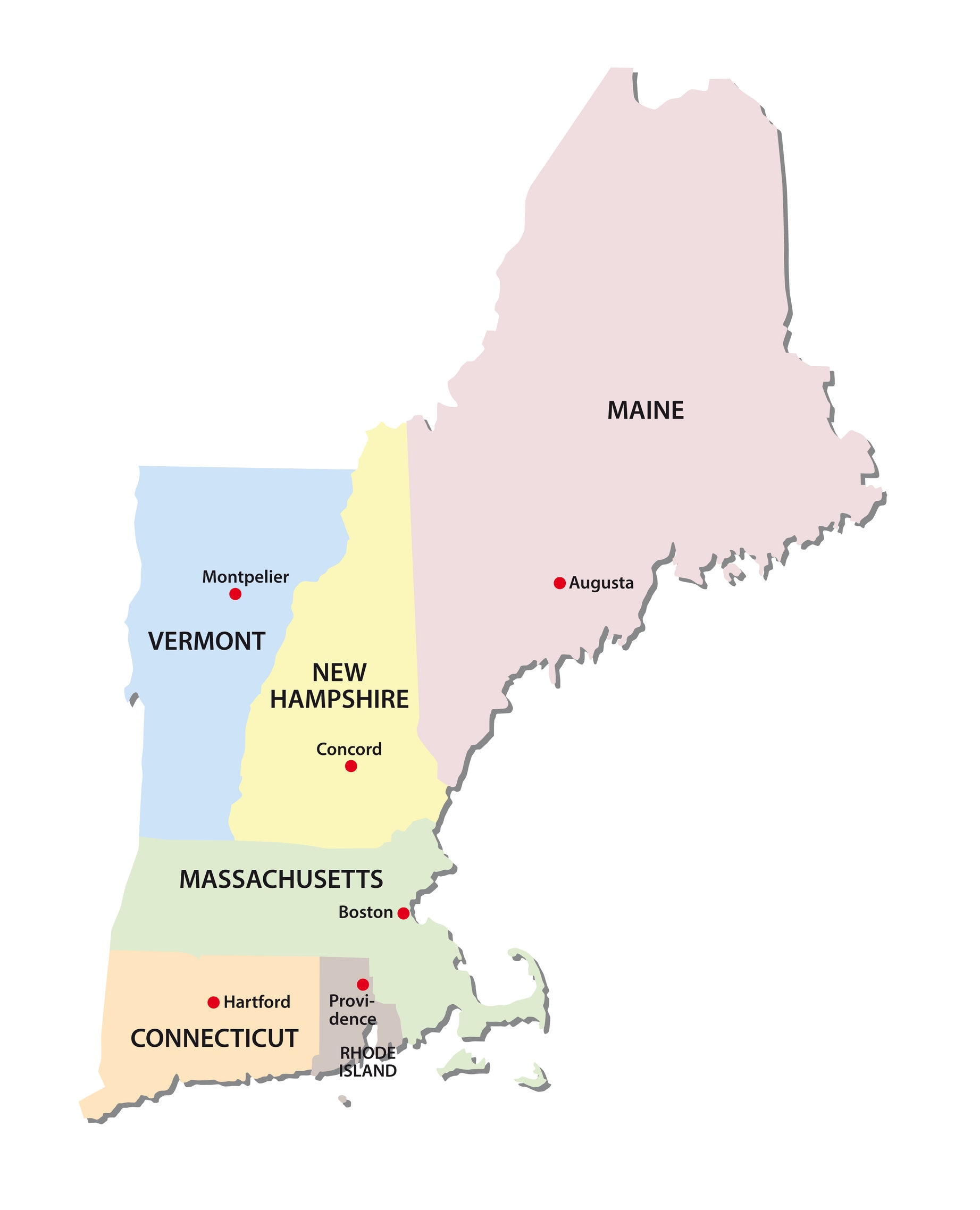 states and capitals northeast