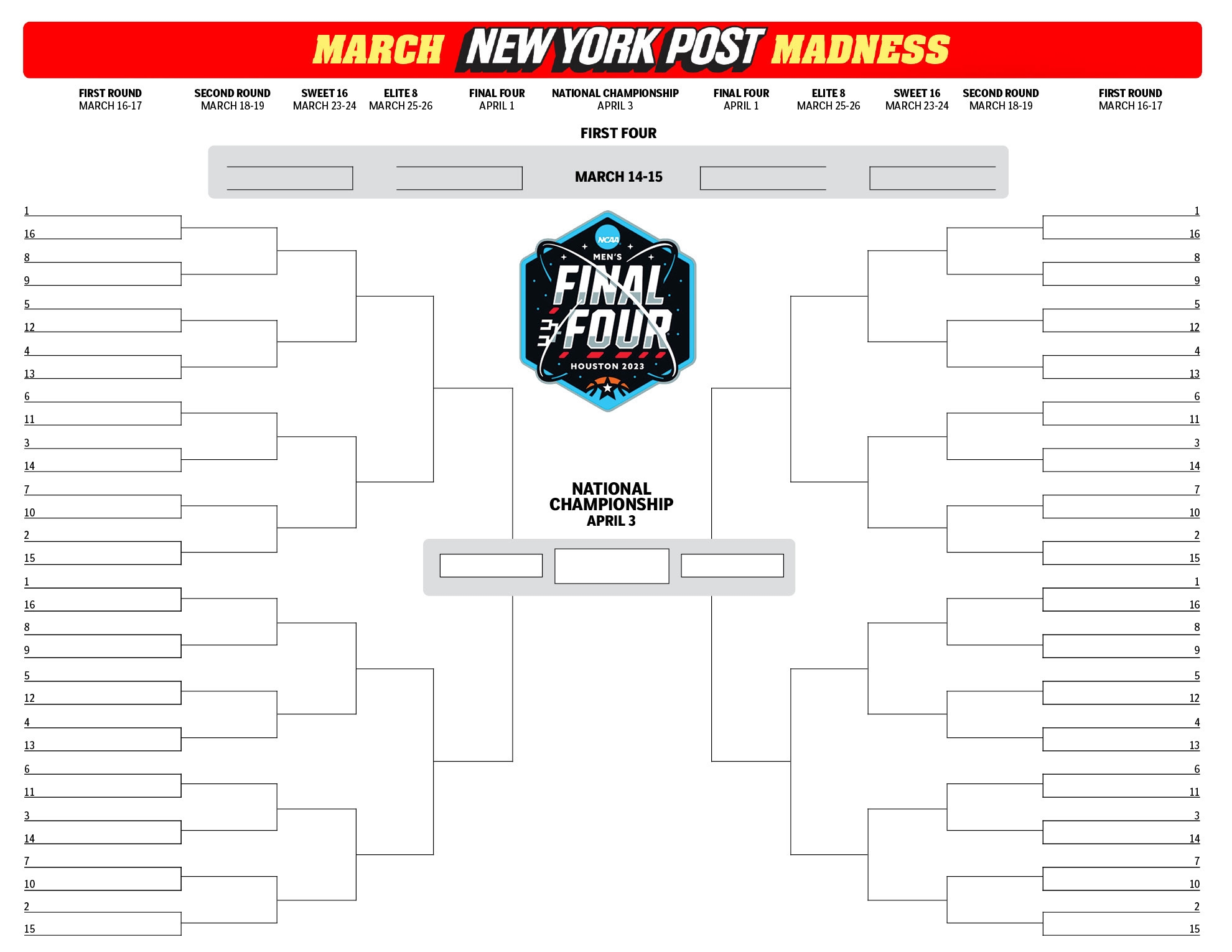 March Madness 2023 Printable Blank NCAA Bracket Template Worksheets March Madness 2023 Printable Blank NCAA Bracket Template Worksheets