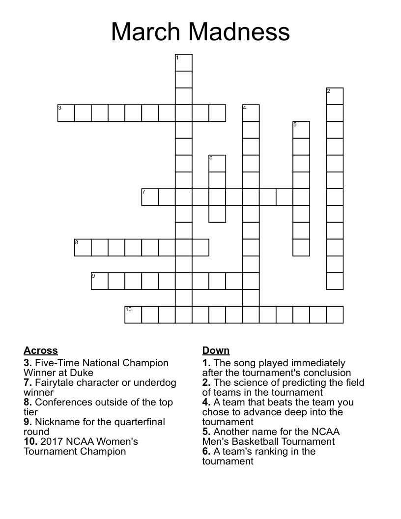 March Madness Crossword WordMint