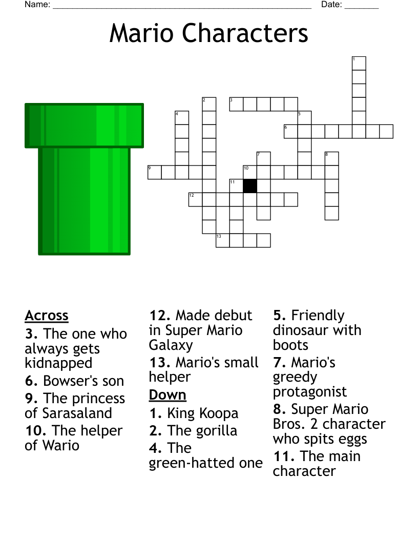 character crossword puzzle clue