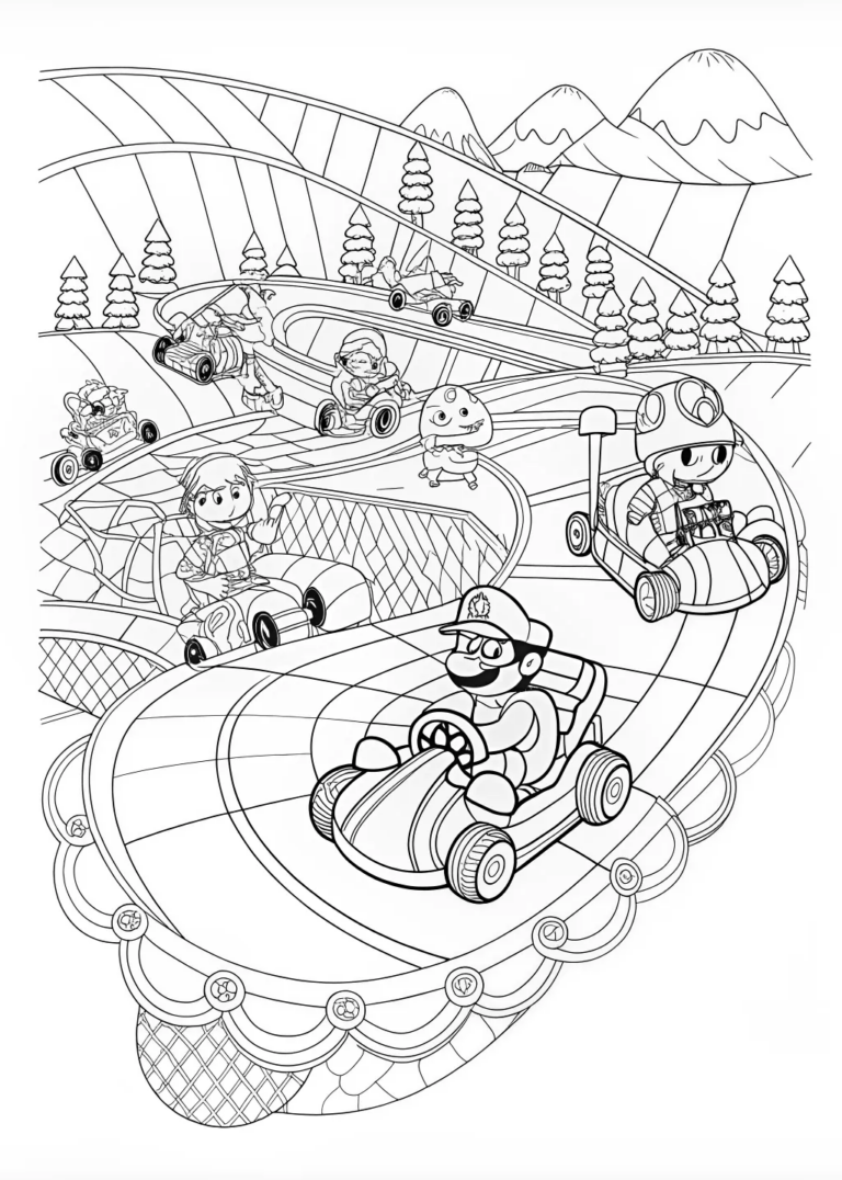 mario kart pictures to color