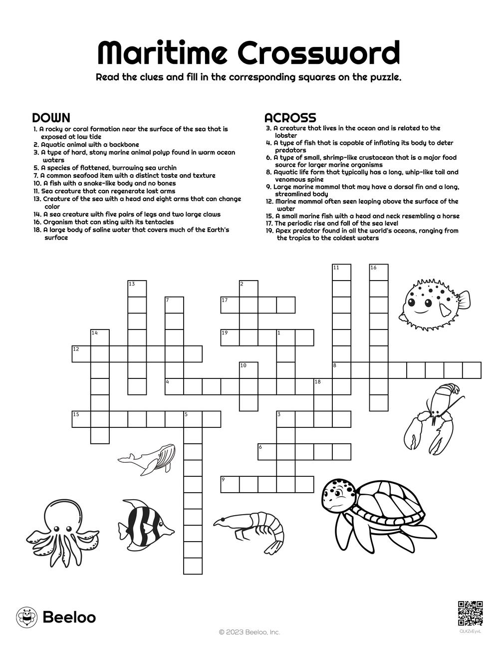 Maritime Crossword Beeloo Printable Crafts And Activities For Kids Maritime Crossword Beeloo Printable Crafts And Activities For Kids