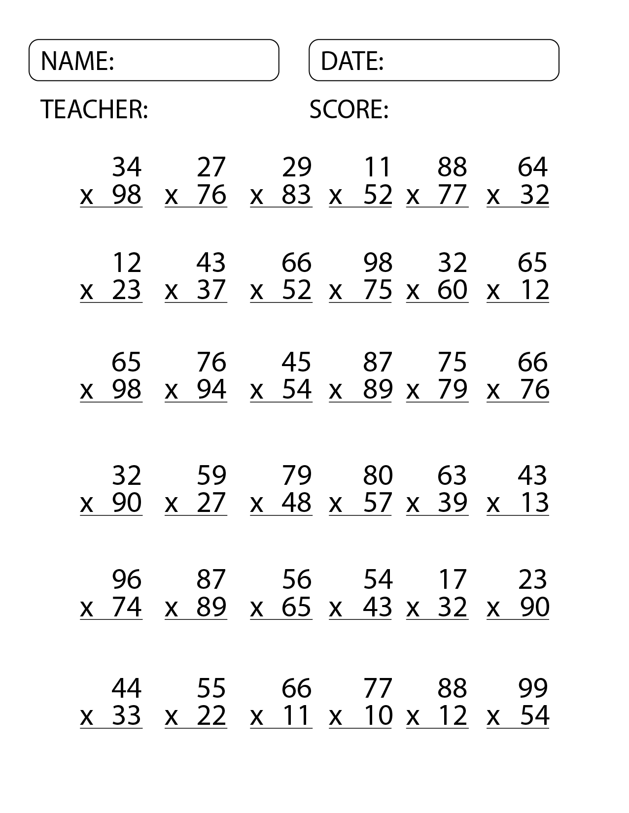 Master Multiplication With Our 2 Digit By 2 Digit Multiplication Worksheets Made By Teachers Master Multiplication With Our 2 Digit By 2 Digit Multiplication Worksheets Made By Teachers