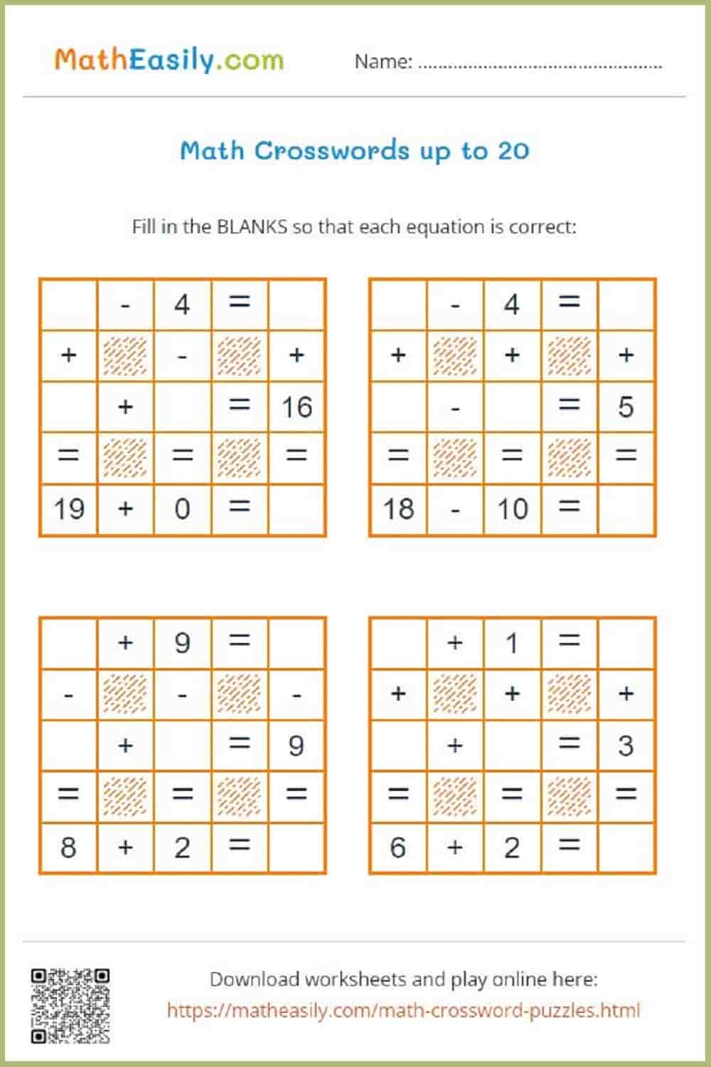 Math Crosswords ONLINE Printable Math Crosswords ONLINE Printable